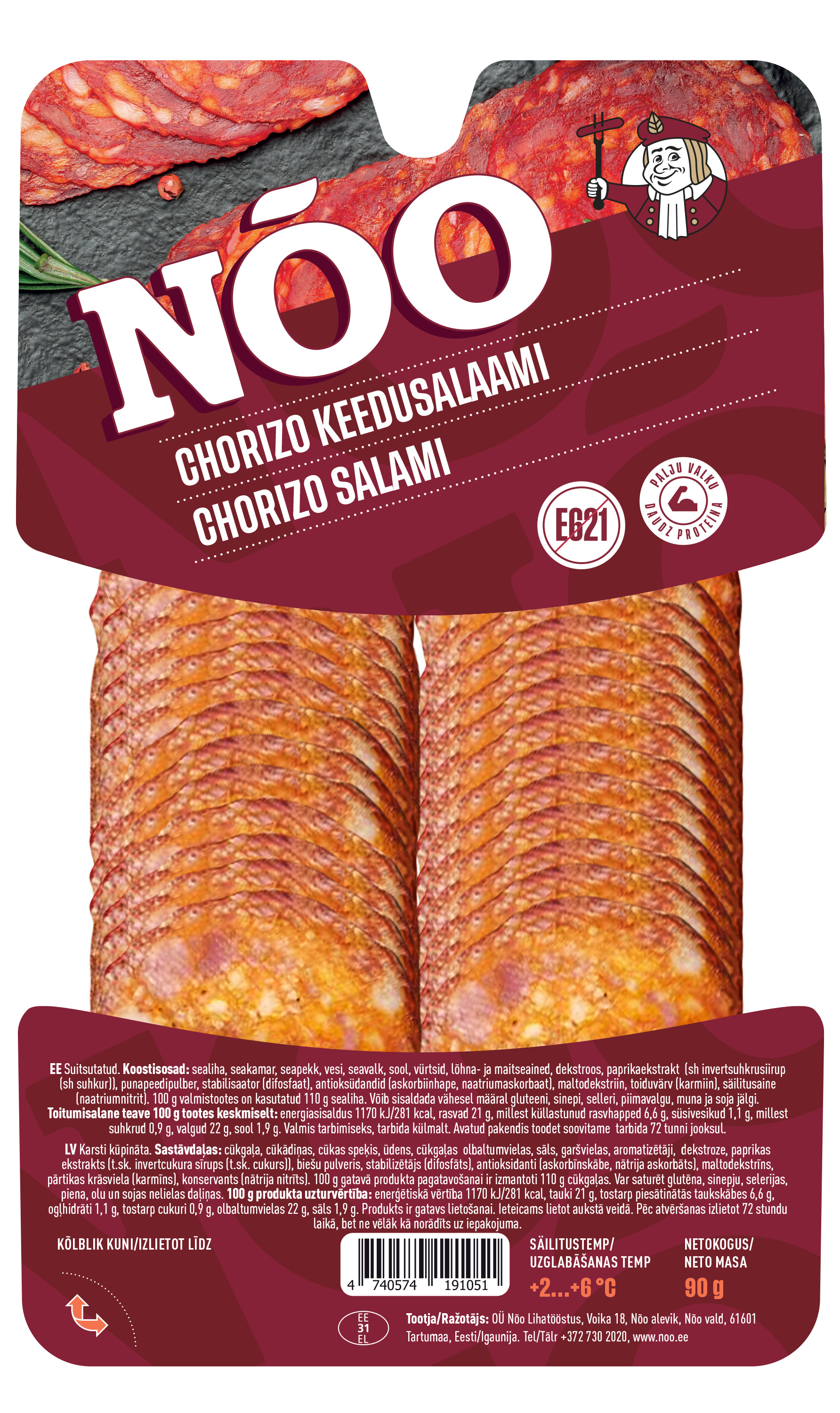 Desa salami Čorizo šķēlītēs 90g, NOO