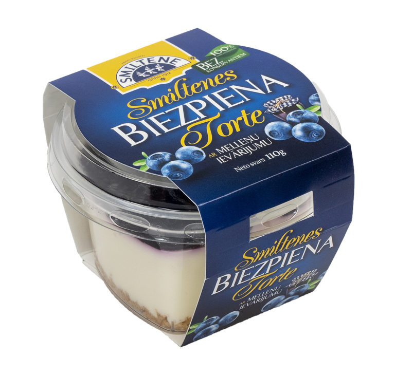 Deserts Mini biezpiena torte ar melleņu ievārījumu 110g, Smiltene