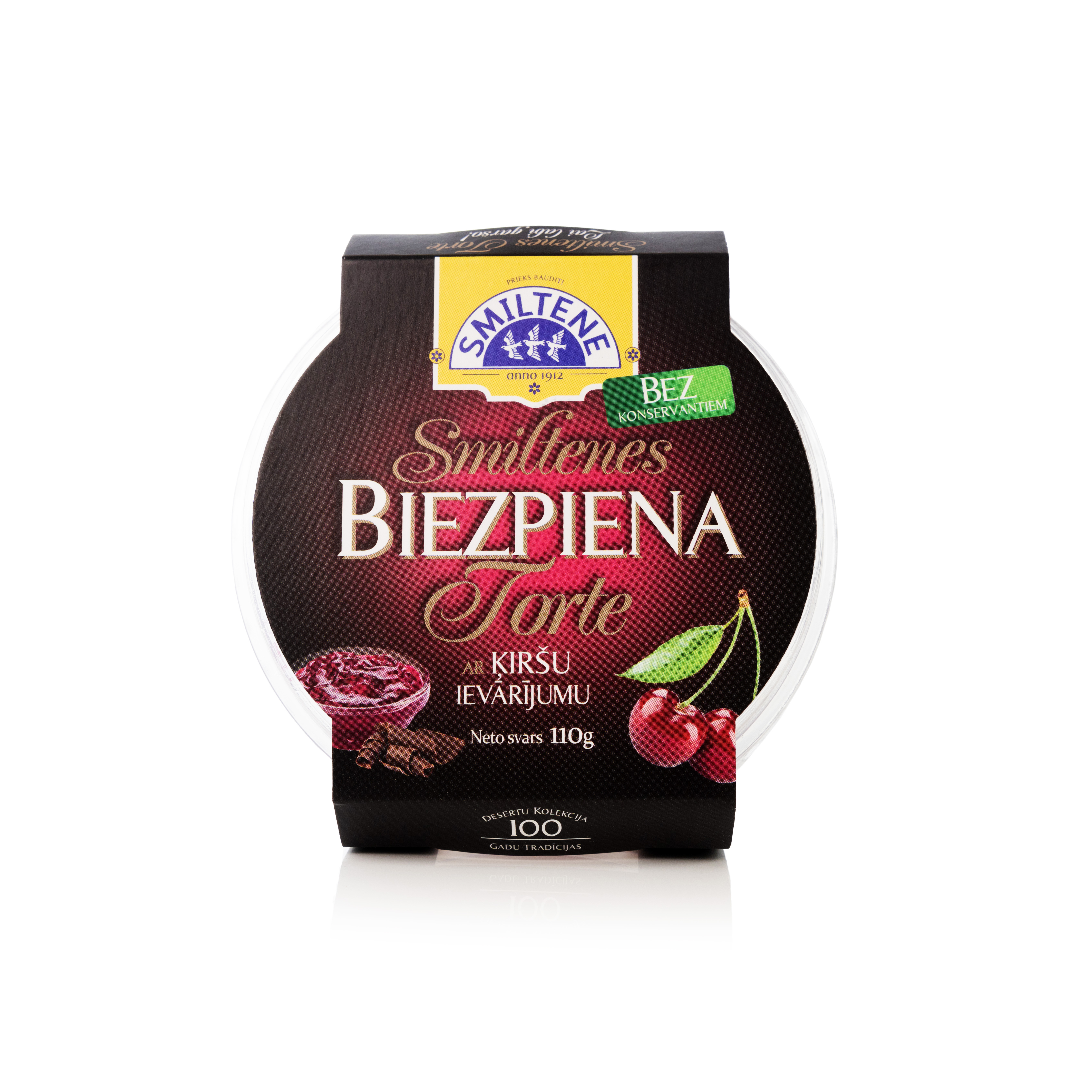 Deserts Mini biezpiena torte ķiršu 110g, Smiltene