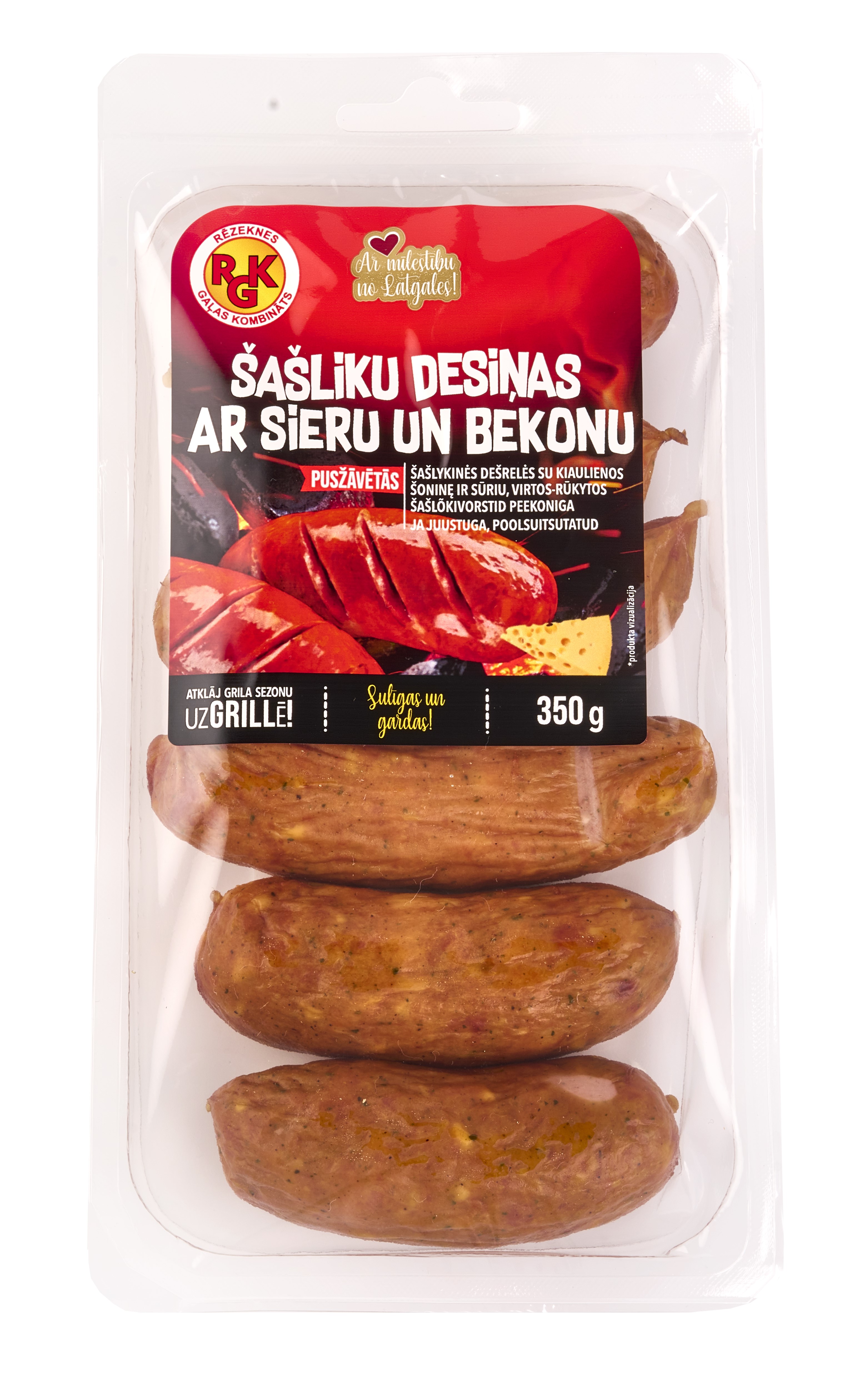 Desiņas pusžāvētās Šašliku ar bekonu un sieru 350g, RGK