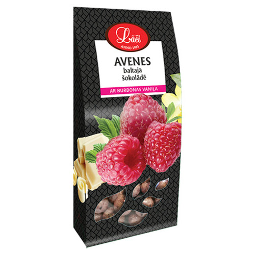 Dražejas Avenes baltajā šokolādē ar Burbonas vaniļu 100g, Lāči