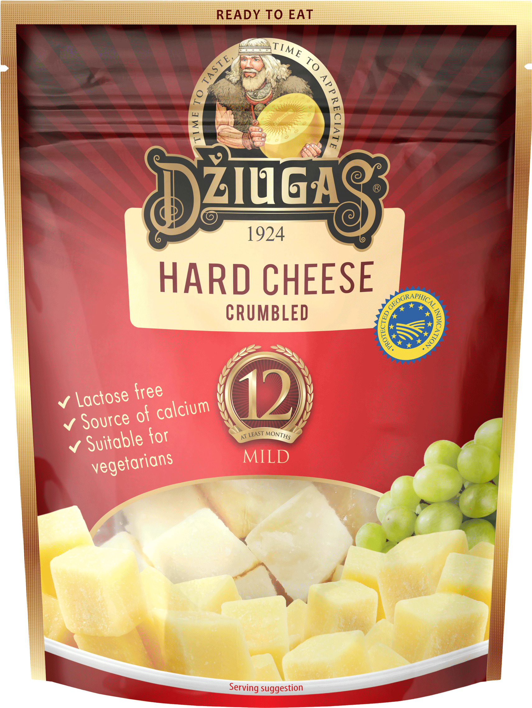 Džiugas 40% cietais siers 12 m. MILD drupināts 100g