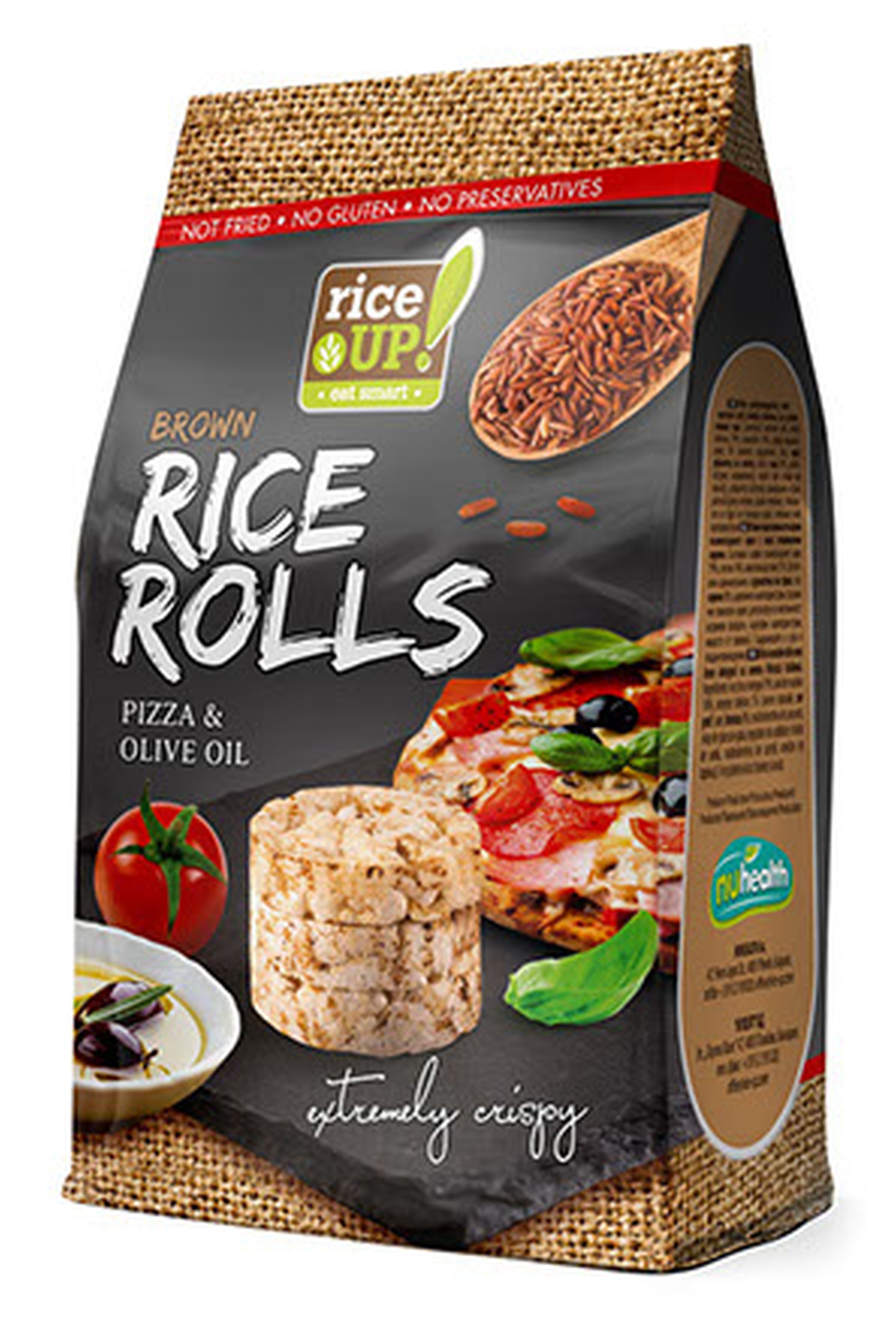 Galetes brūno rīsu Mini Čipsi ar picas garšvielām un olīveļļu 50g, Rice Up