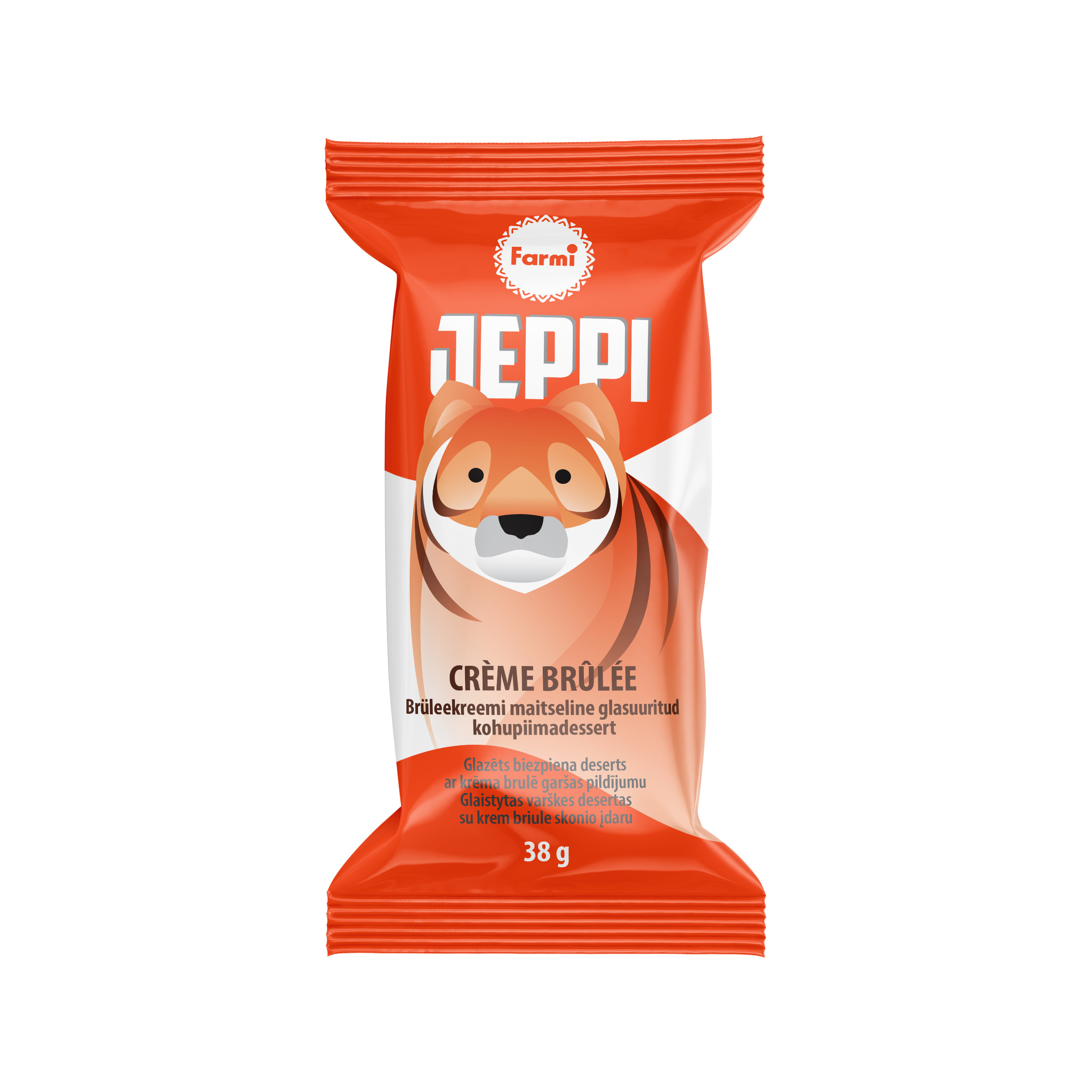 Glazēts biezpiena deserts ar krēma brulē garšas pild. 38g, Jeppi