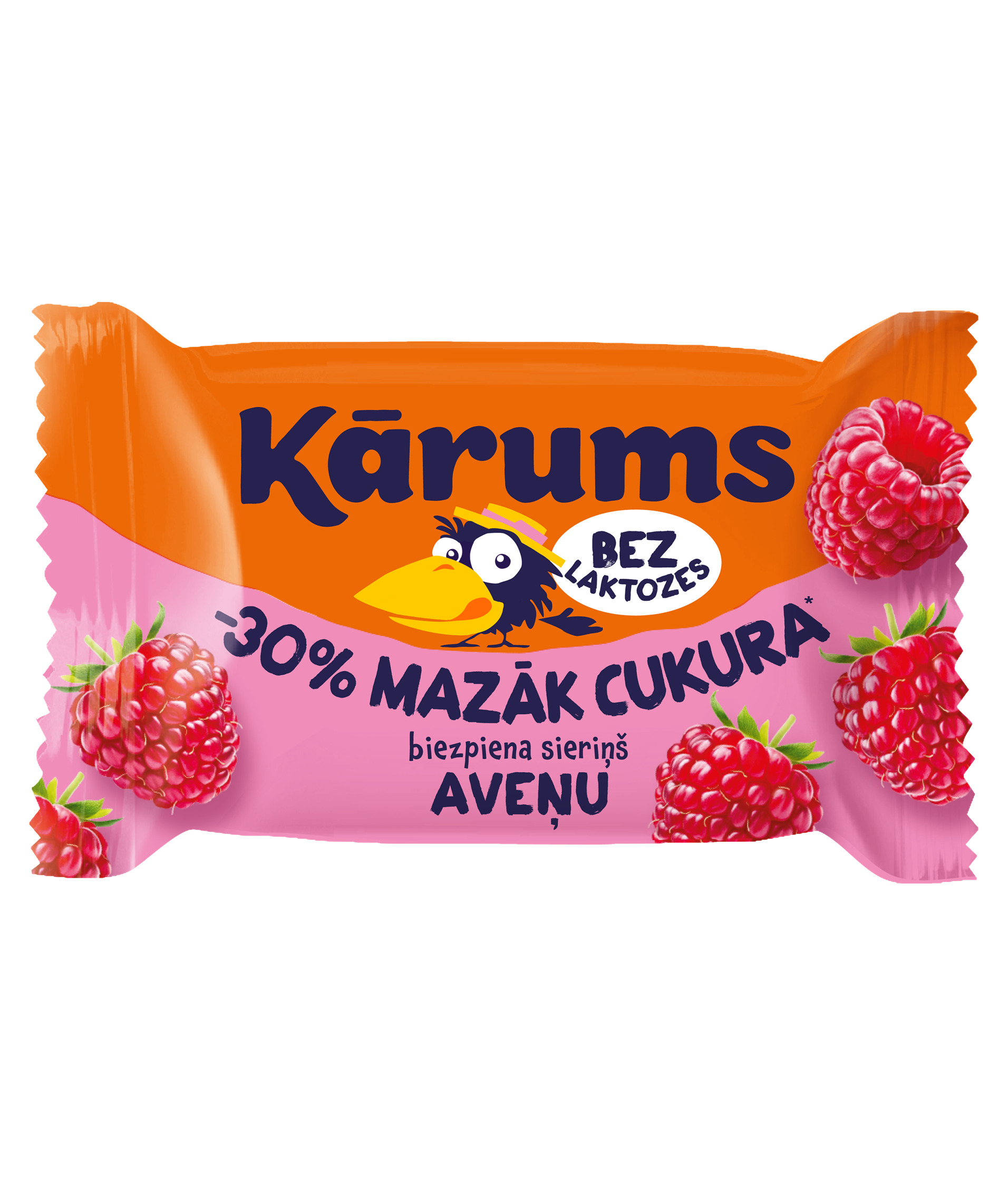 Glazēts biezpiena sieriņš aveņu, bez laktozes 40g, Kārums