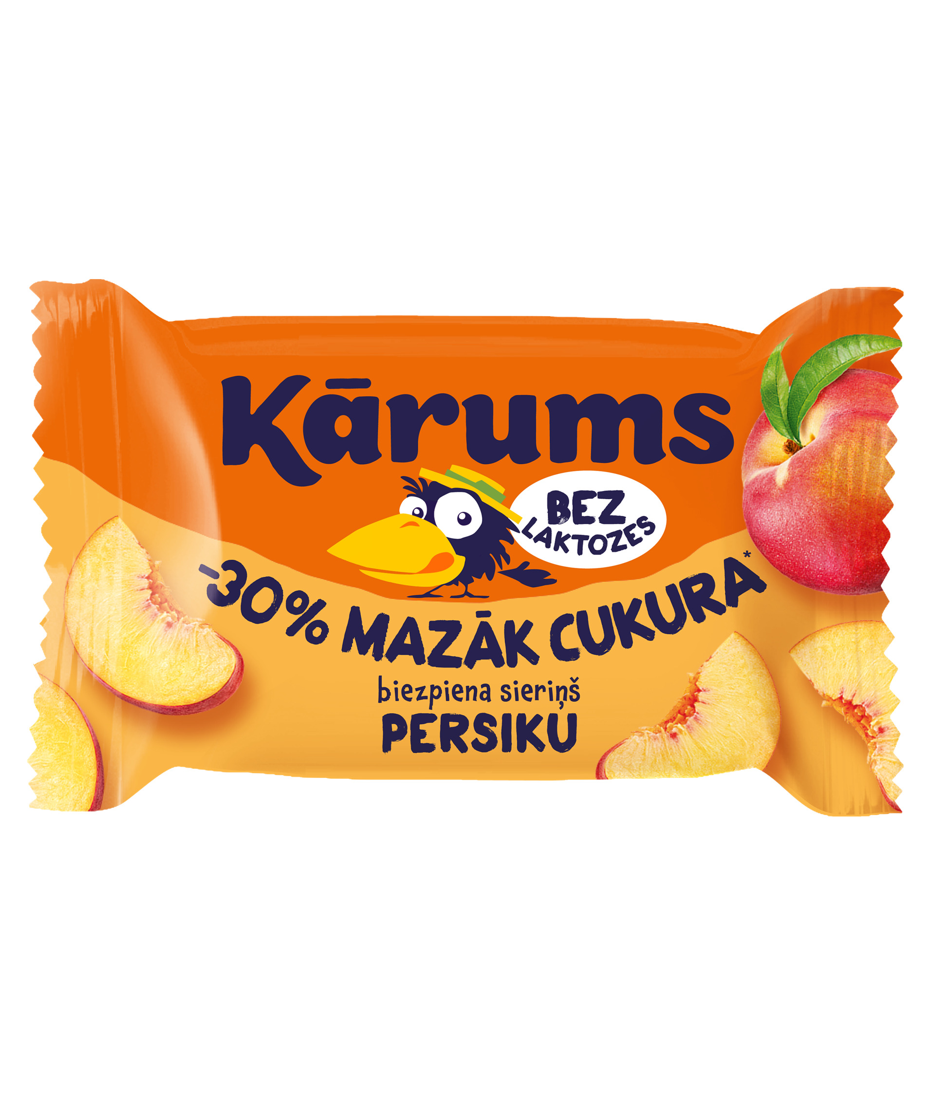 Glazēts biezpiena sieriņš persiku, bez laktozes 40g, Kārums