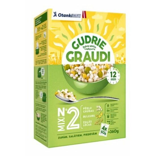 Graudu masījums grūbu, bulgura, zaļo lēcu 4x90g, Gudrie Graudi.