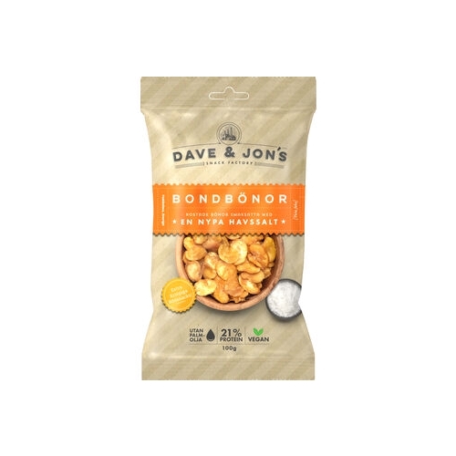 Grauzdētas lauku pupas ar jūras sāli 100g, Dave  and  Jon's