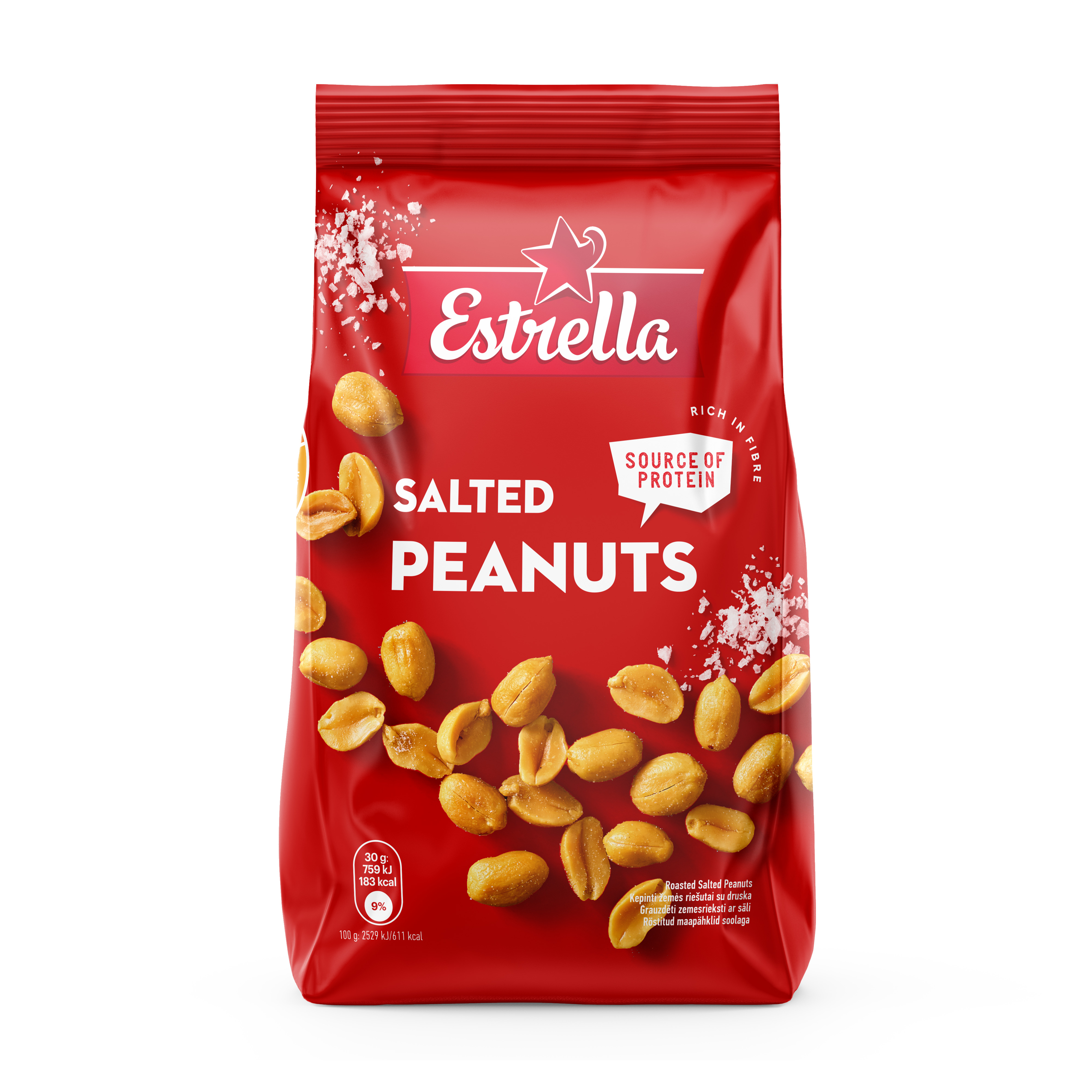 Grauzdēti zemesrieksti ar sāli 240g, Estrella