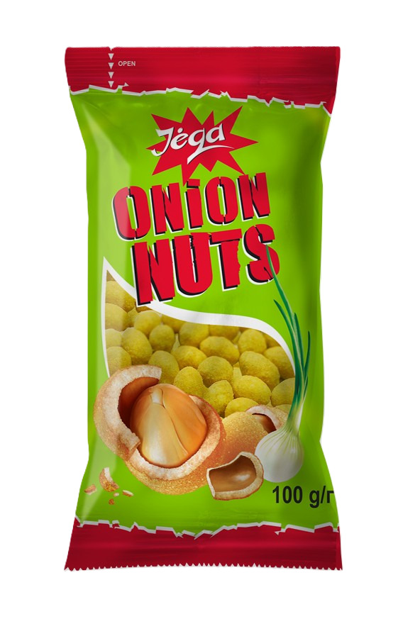 Grauzdēti zemesrieksti ar skābā krējuma un sīpolu garšu 140g, Jega