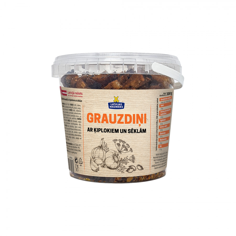 Grauzdiņi ar ķiplokiem un sēklām Zeltene 300g, Latvijas maiznieks