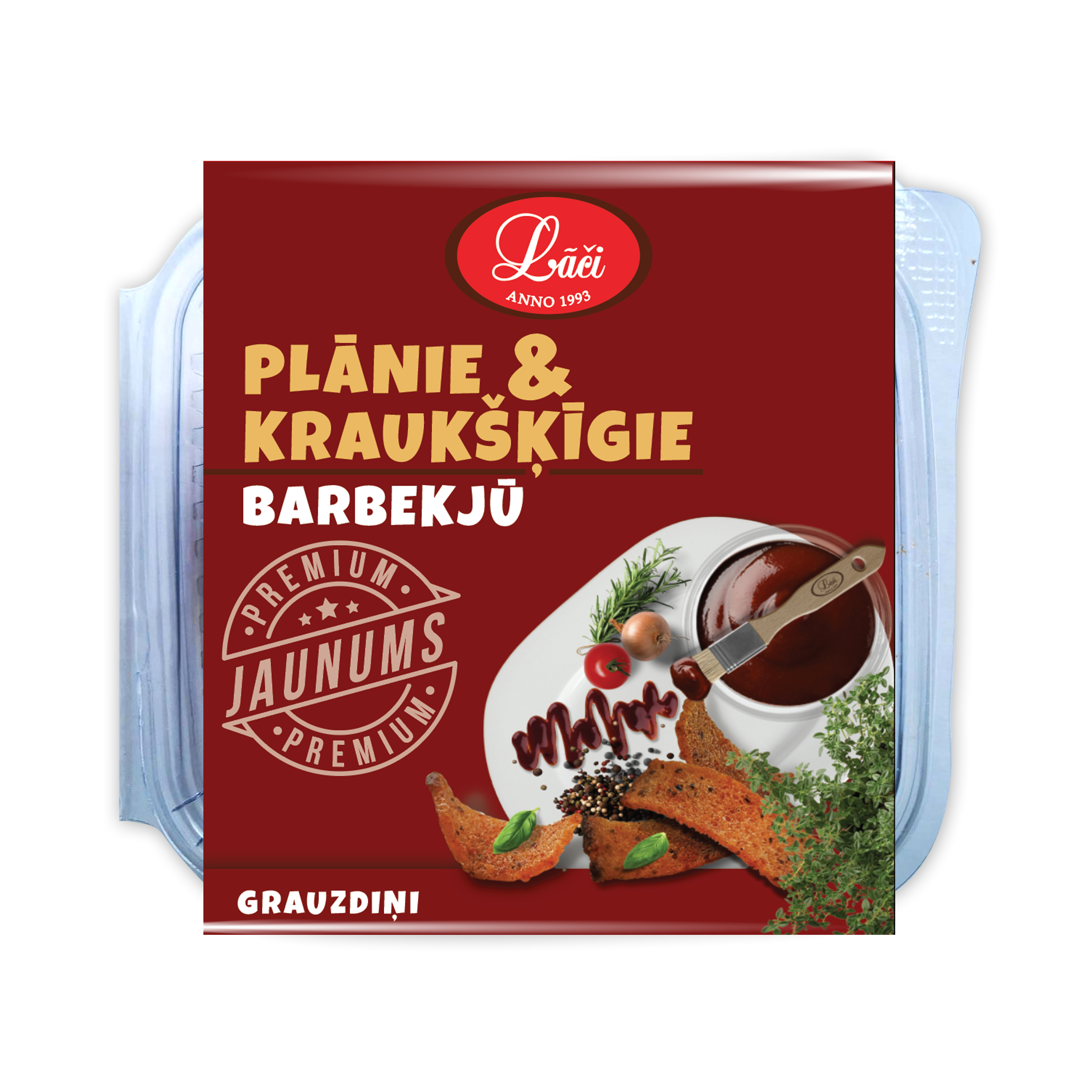Grauzdiņi plānie  and  kraukšķīgie ar BBQ garšu 100g, Lāči