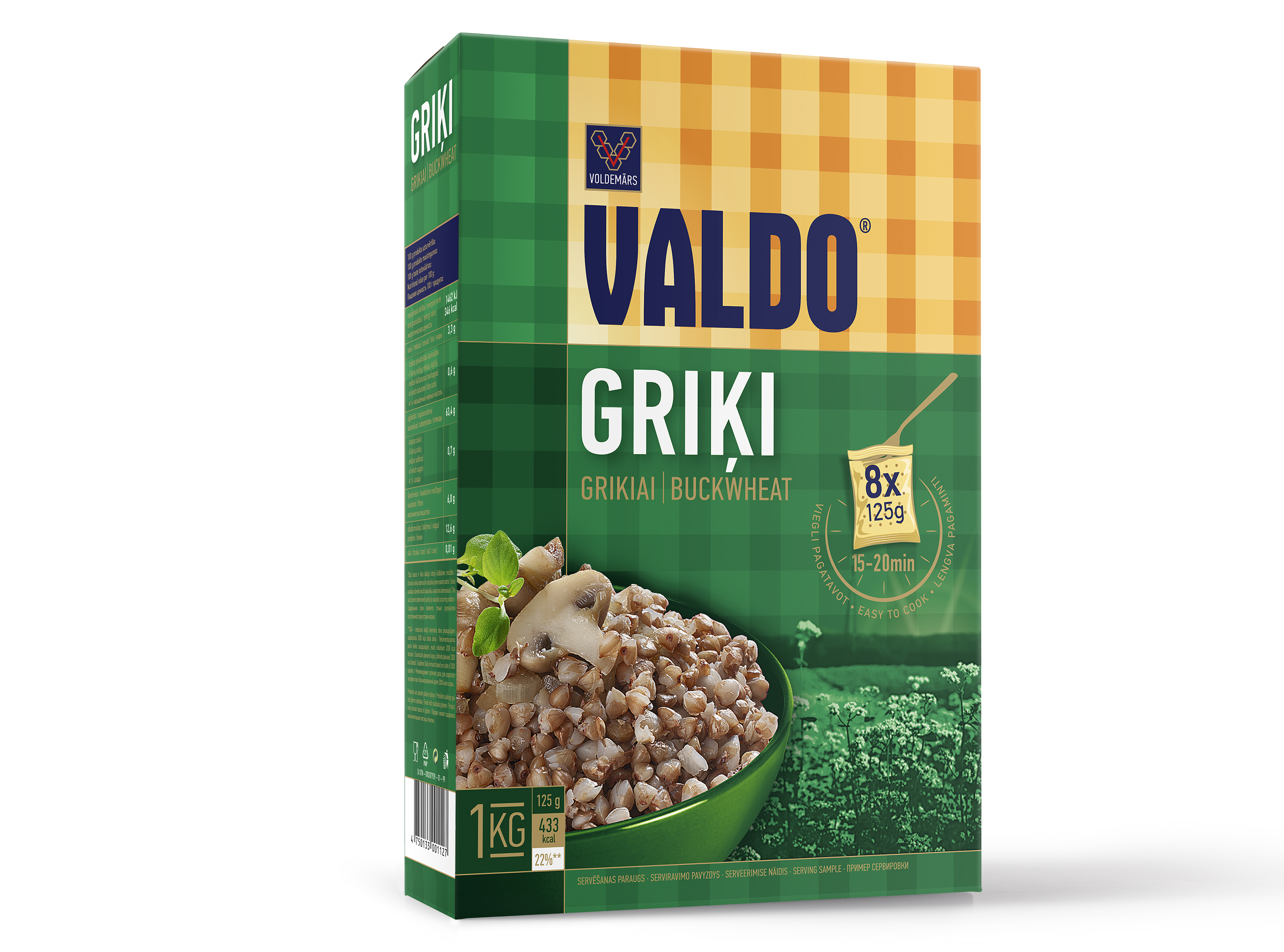 Griķi 8x125g, Valdo