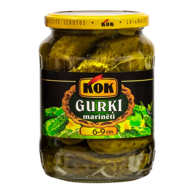 Gurķi marinēti 6-9cm 680g (360g), KOK
