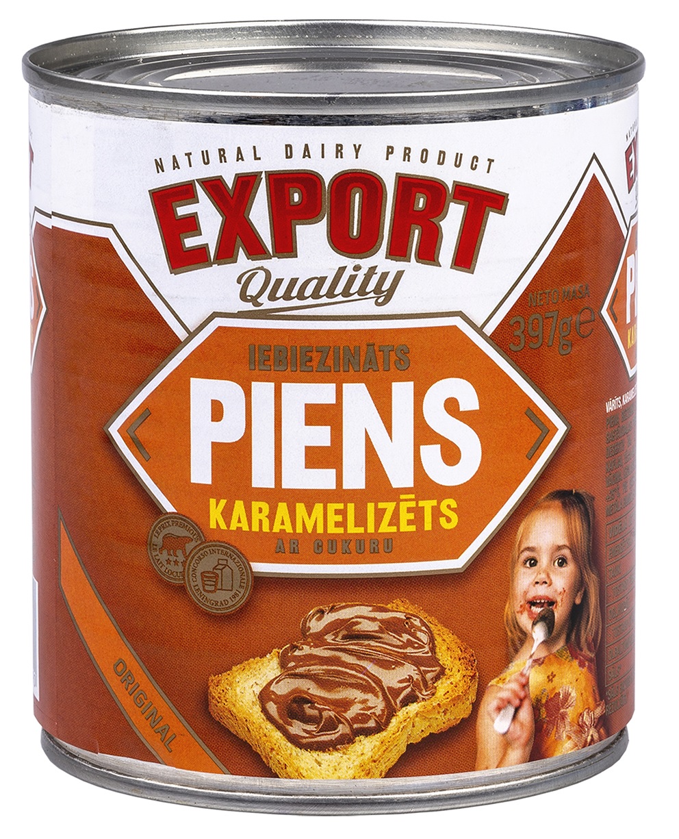 Iebiezināts karamelizēts piens ar cukuru 397g, Export