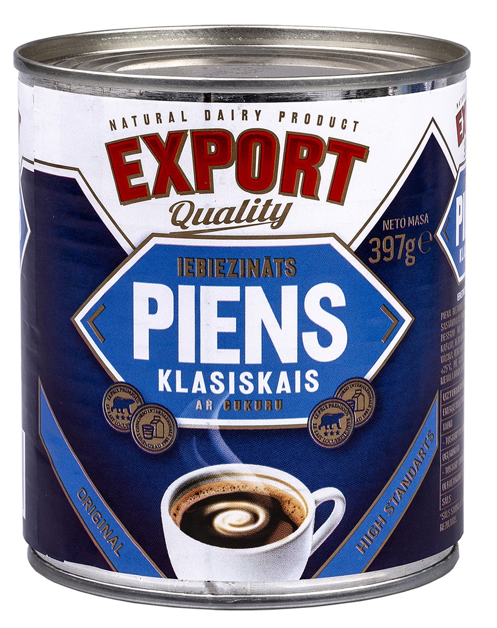 Iebiezināts piens ar cukuru Klasiskais 397g, Export