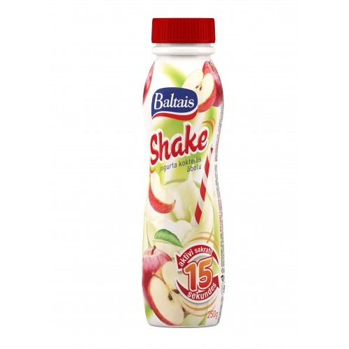Jogurta kokteilis ābolu Shake 250g, Baltais