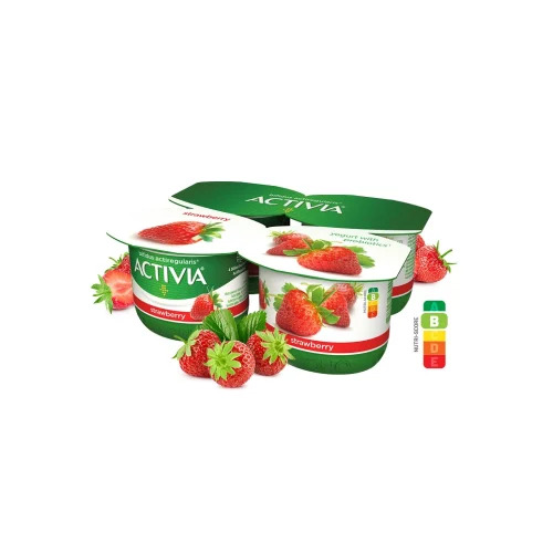 Jogurts Activia ar zemenēm un bifido baktērijām 4x120g, Danone