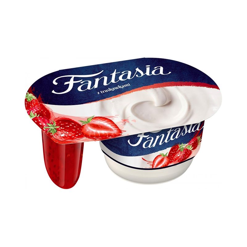 Jogurts krēmveida Fantasia ar zemenēm 118g, Danone