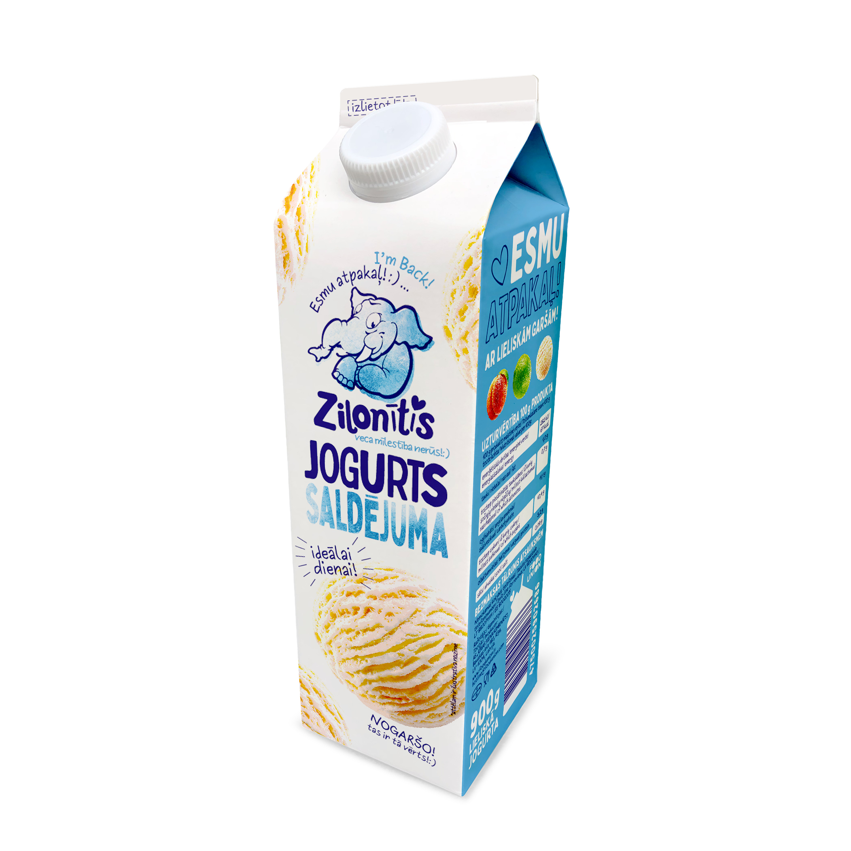 Jogurts saldējuma 900g, Zilonītis