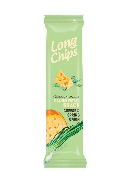 Kartupeļu plāksnes ar siera un lociņu garšu 75g, Long Chips