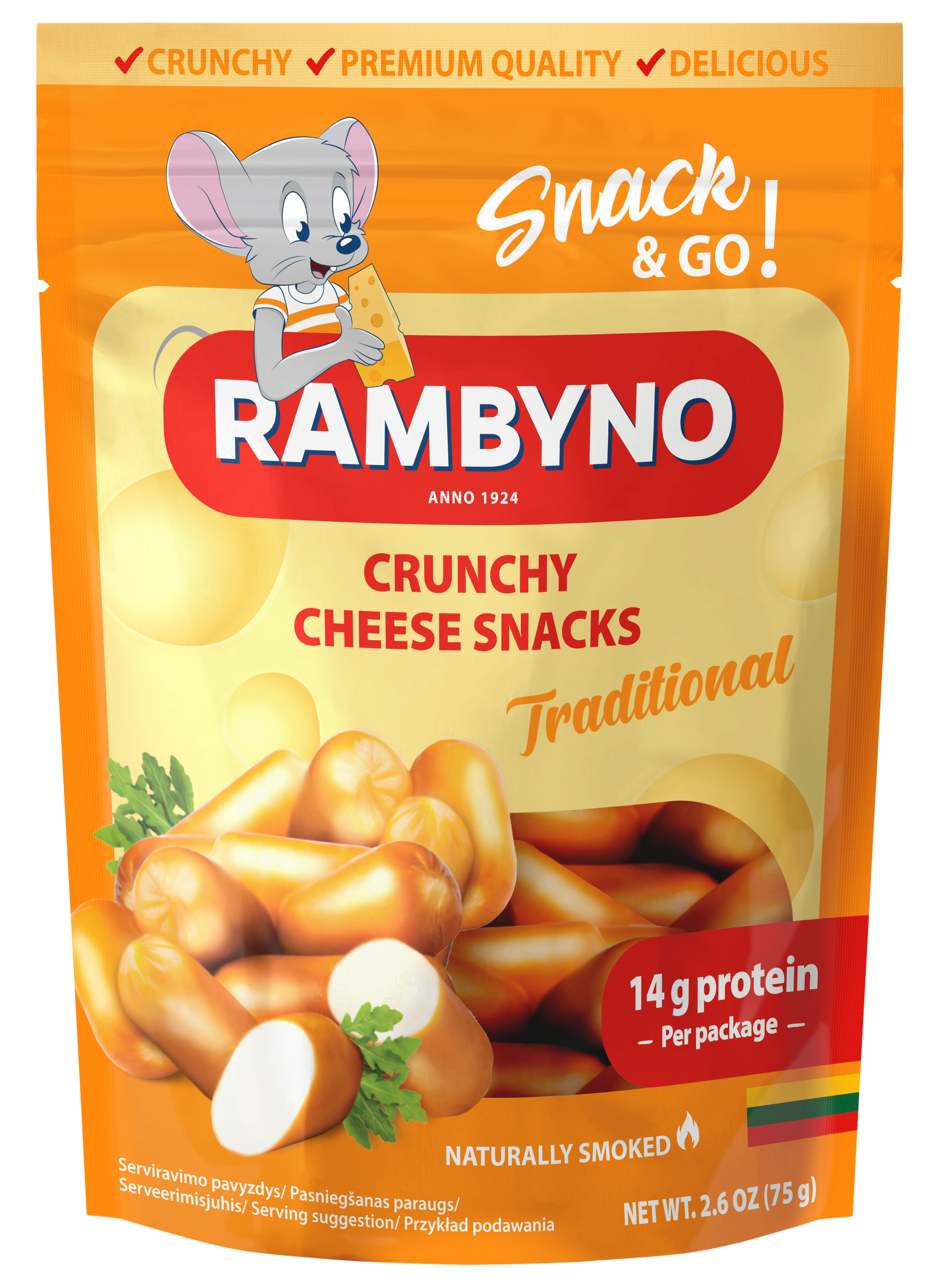 Kausēta kūp. siera uzkoda 45% 75g, Rambyno
