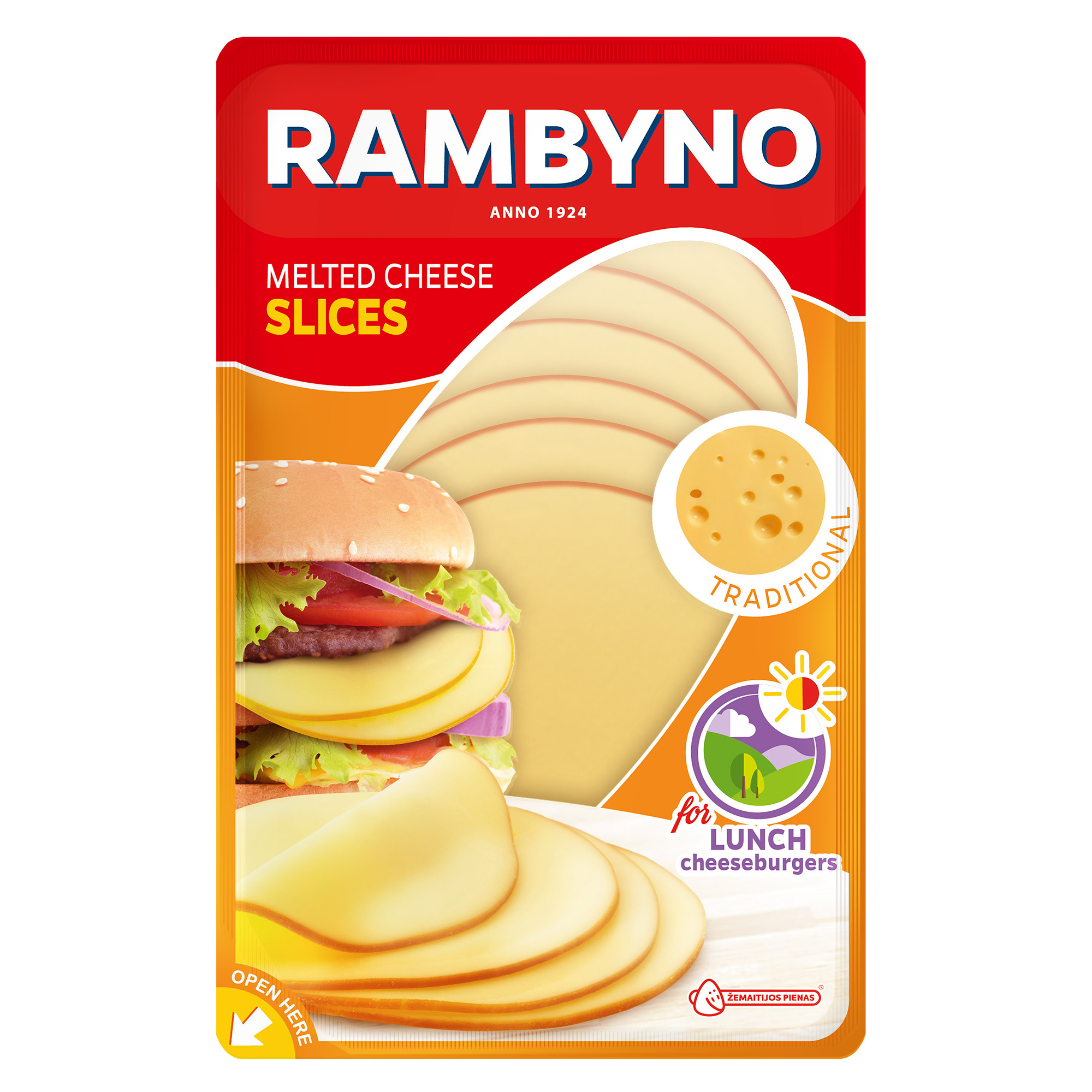 Kausētais siers 45% šķēlītēs 150g, Rambyno