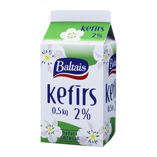 Kefīrs 2% 0.5kg, Baltais