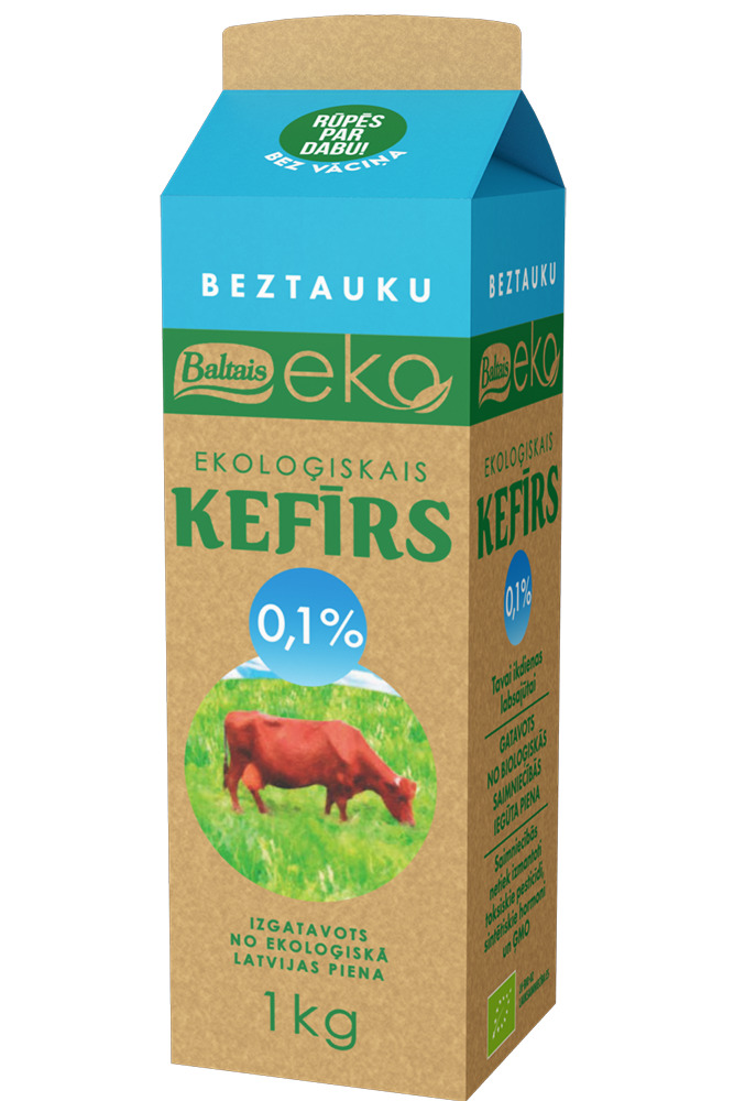 Kefīrs ekoloģiskais beztauku 0.1% 1kg, Baltais