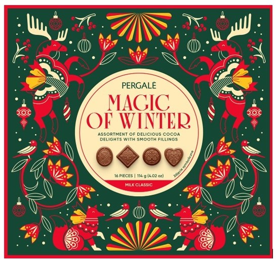 Konfekšu izlase piena Magic of Winter 114g, Pergale