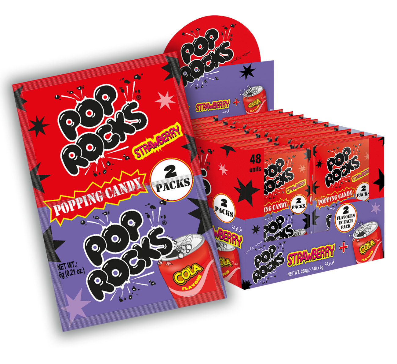 Konfektes sprakšķošās ar zemeņu - kolas garšu 6g, Pop Rocks