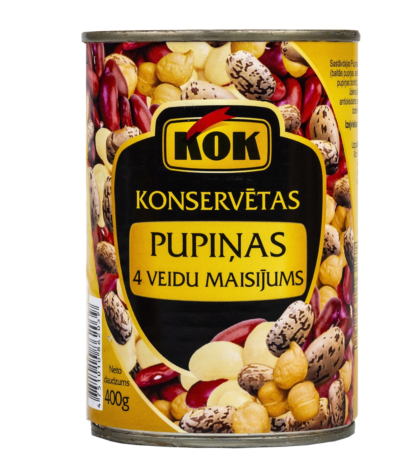 Konservētas pupiņas 4 veidu maisījums 400g (240g), KOK