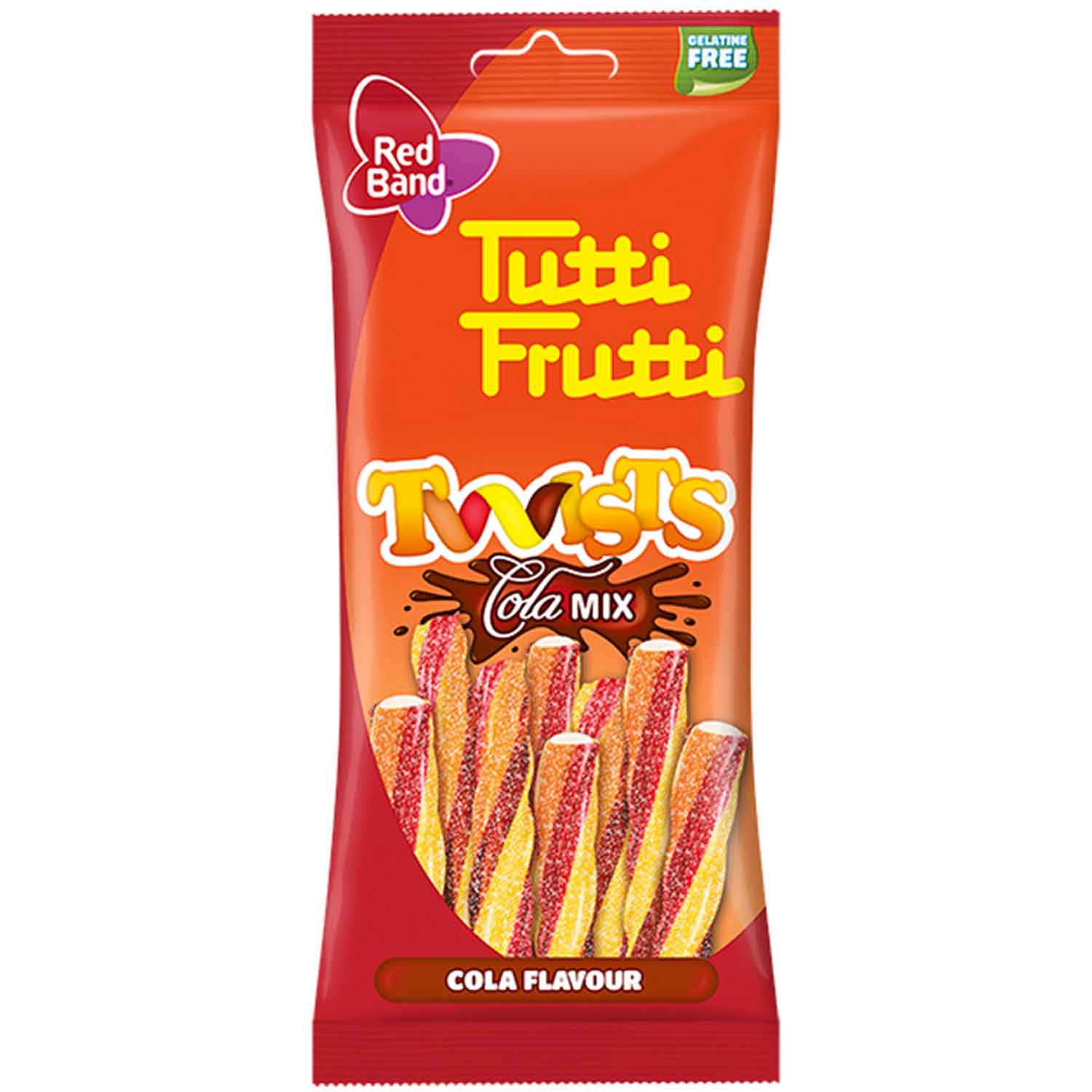 Košļ. konfektes Tutti Frutti Virpuļi ar kolas garšu 100g, Red Band