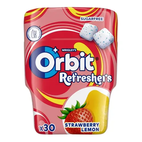 Košļājamā gumija Refreshers Strawberry Lemon Bottle (30gab.) 67g Orbit