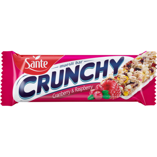 Kraukšķ. musli batoniņš ar dzērv. un avenēm jogurtā 40g, Sante