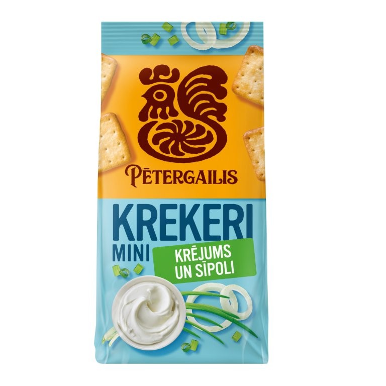 Krekeri Minī sāļie ar krēj. un sīpola garšu72g, Pētergailis
