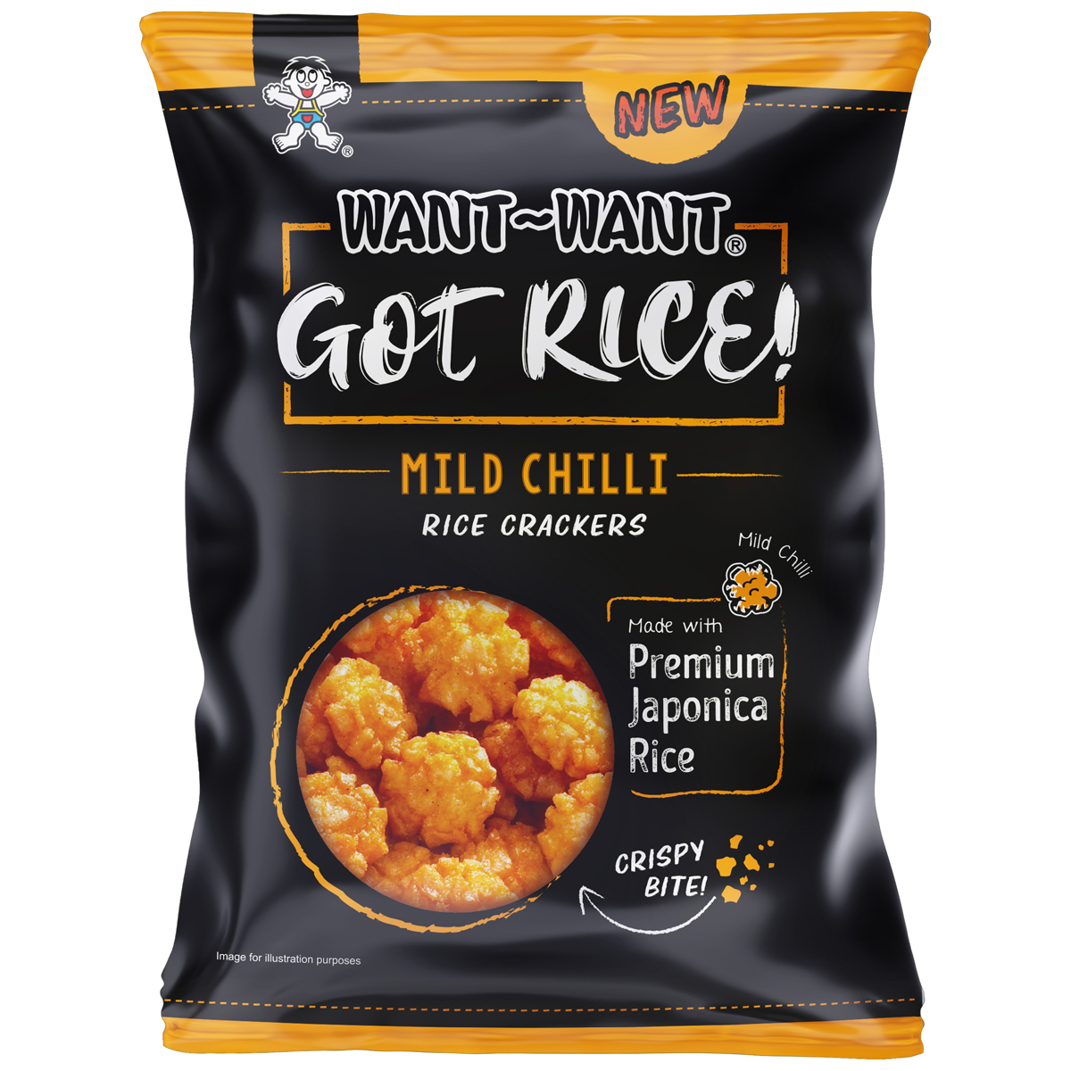 Krekeri rīsu ar oriģinālo maigā čili garšu Got Rice! 85g, Want Want
