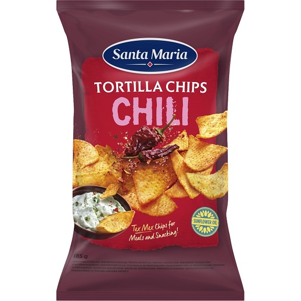 Kukuruzas cipsi ar cili 185g, Santa Maria