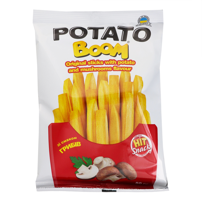 Kukurūzas nūjiņas ar kartupeļu un sēņu garšu 50g (1*20)