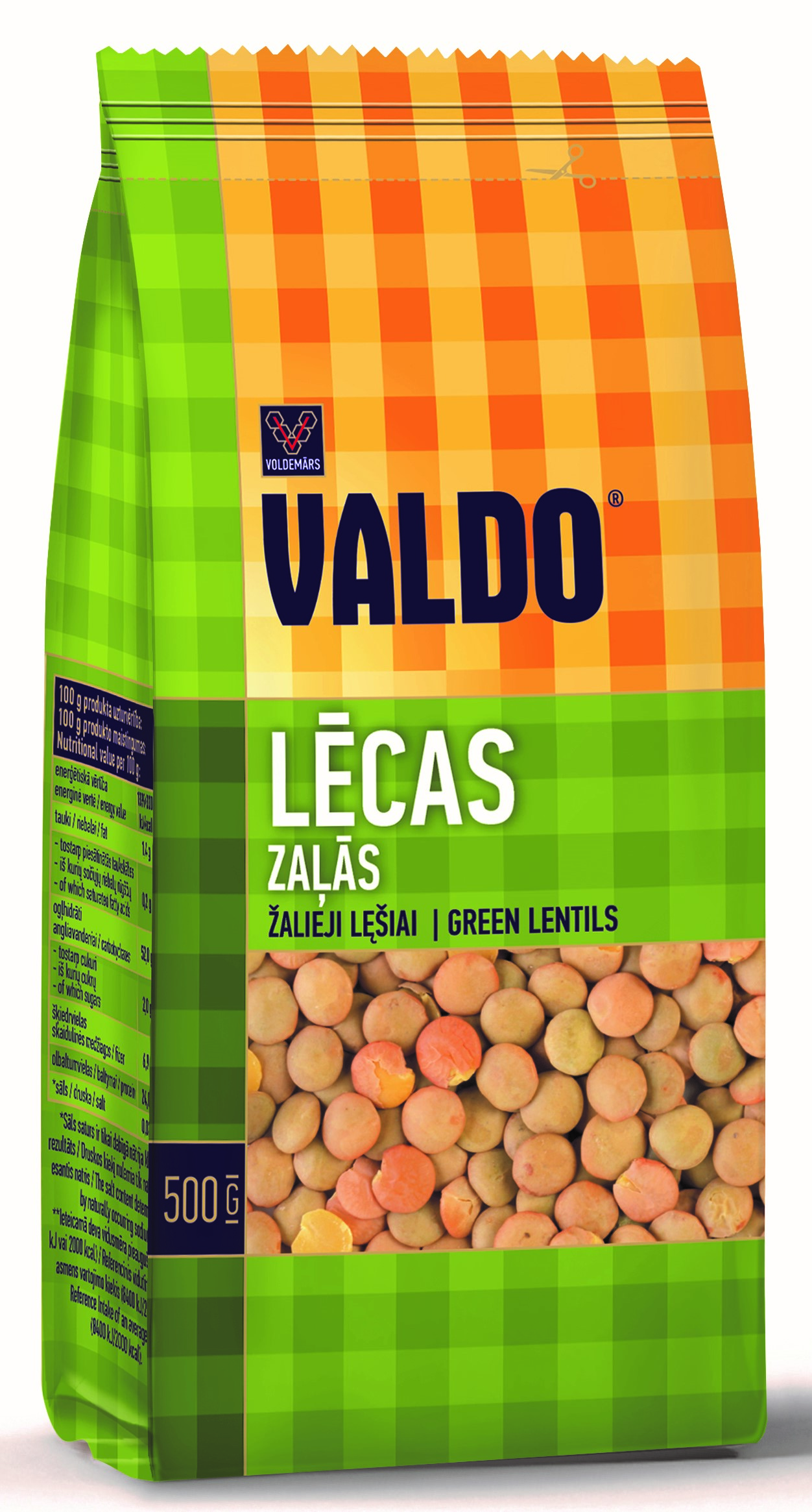 Lēcas zaļās 500g, Valdo