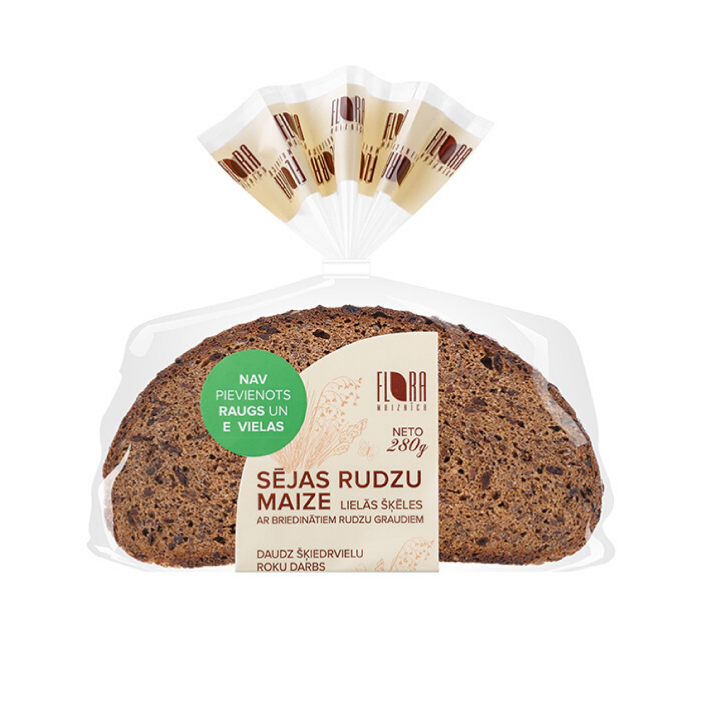 Maize rudzu ar graudiem Sējas, lielās šķēles 280g, Flora Maiznīca