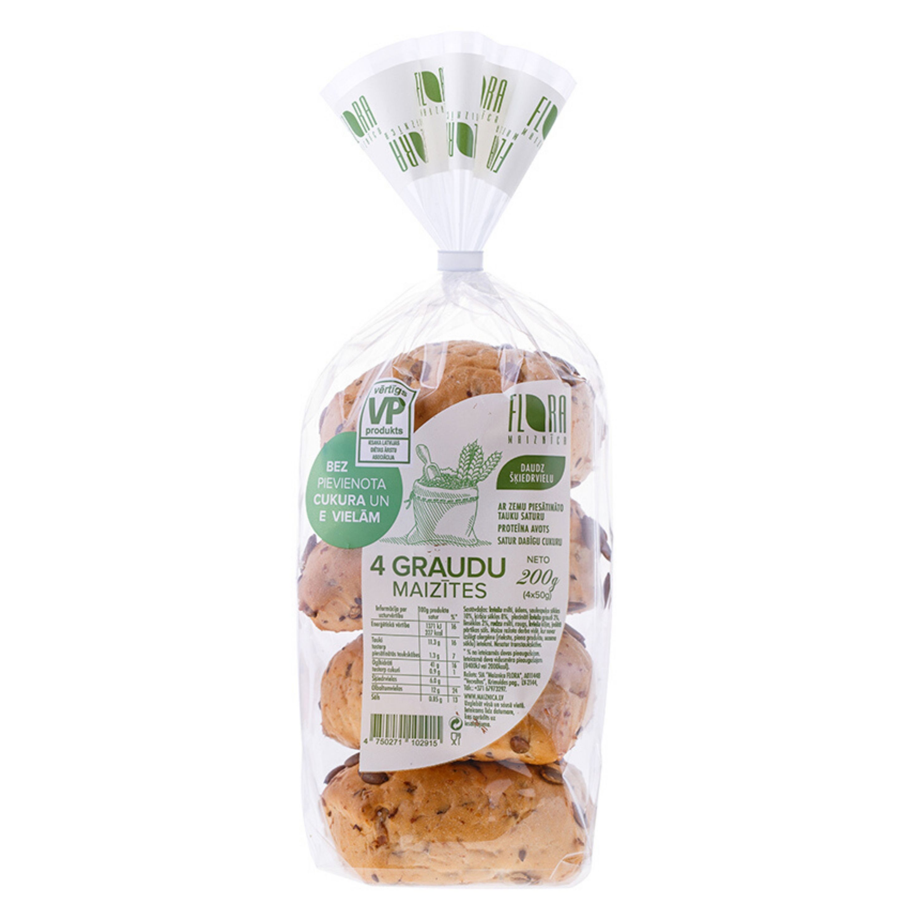 Maizītes 4 graudu 4x50g, Maiznīca Flora
