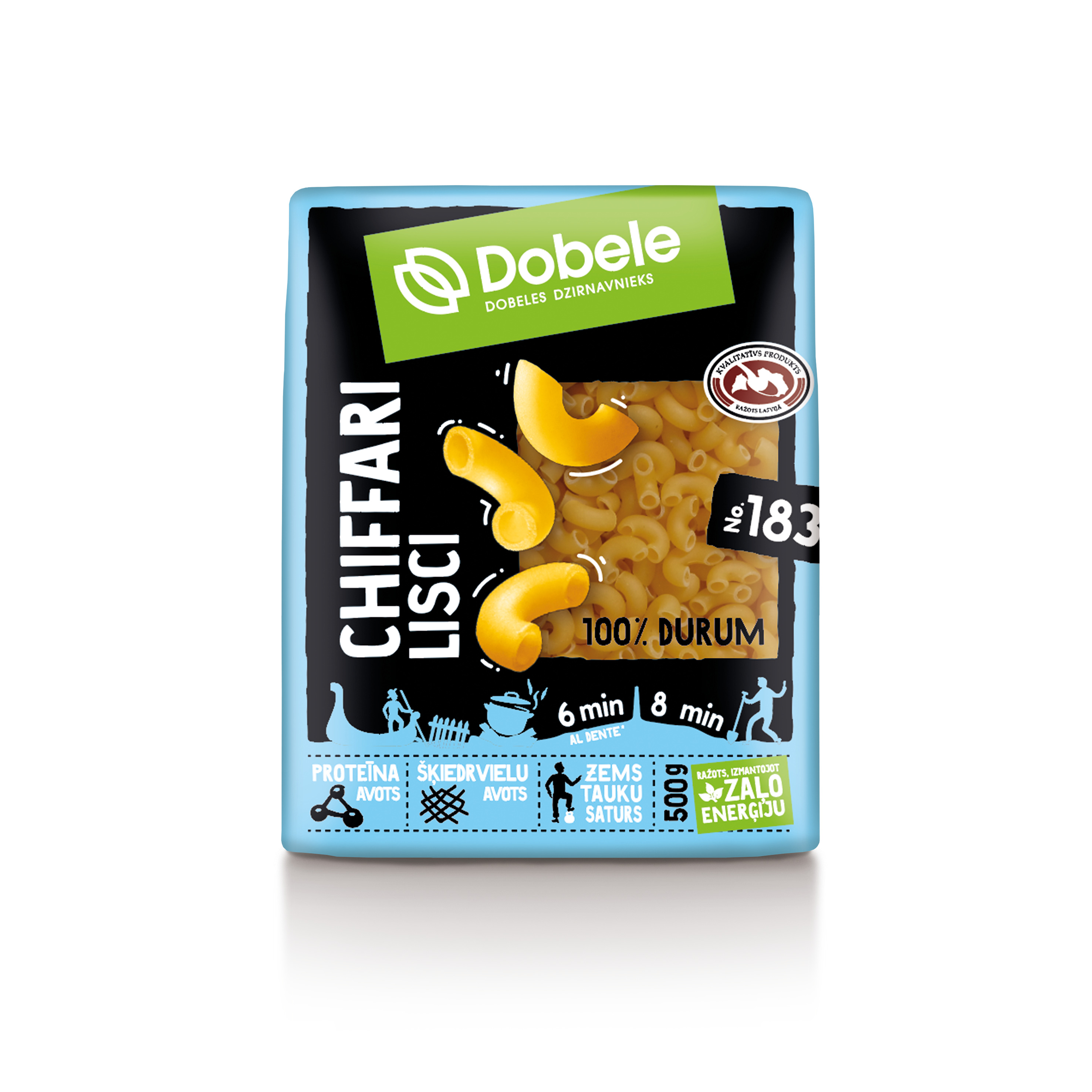 Makaroni Chiffari Lisci mazie, gludie radziņi Nr. 183 500g, Dobele