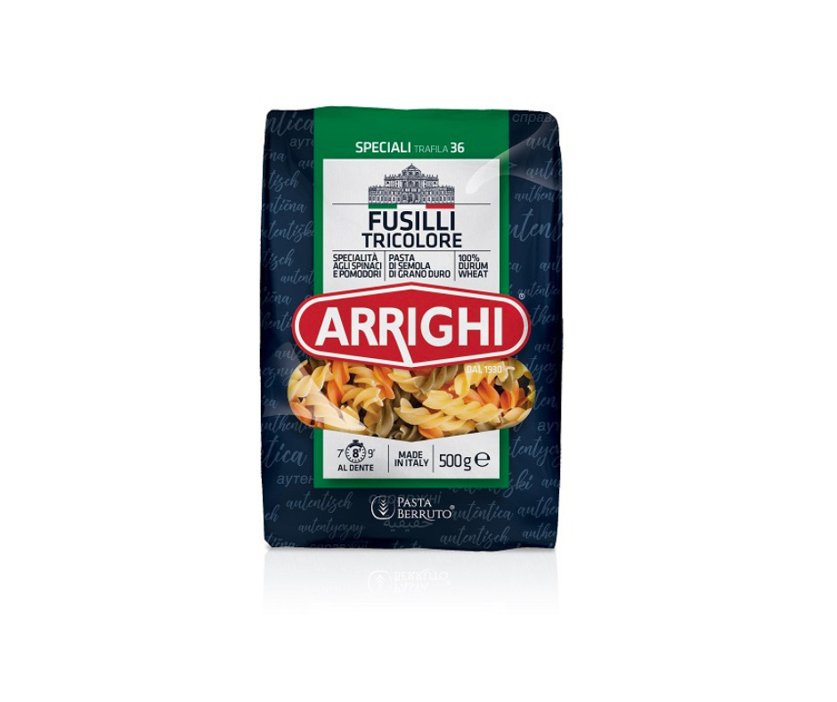 Makaroni krasainas spirales raibie, 500g Arrighi
