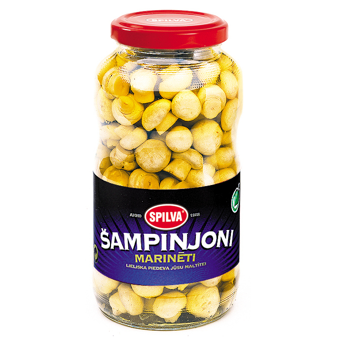 Marinēti šampinjoni 670g (410g), Spilva
