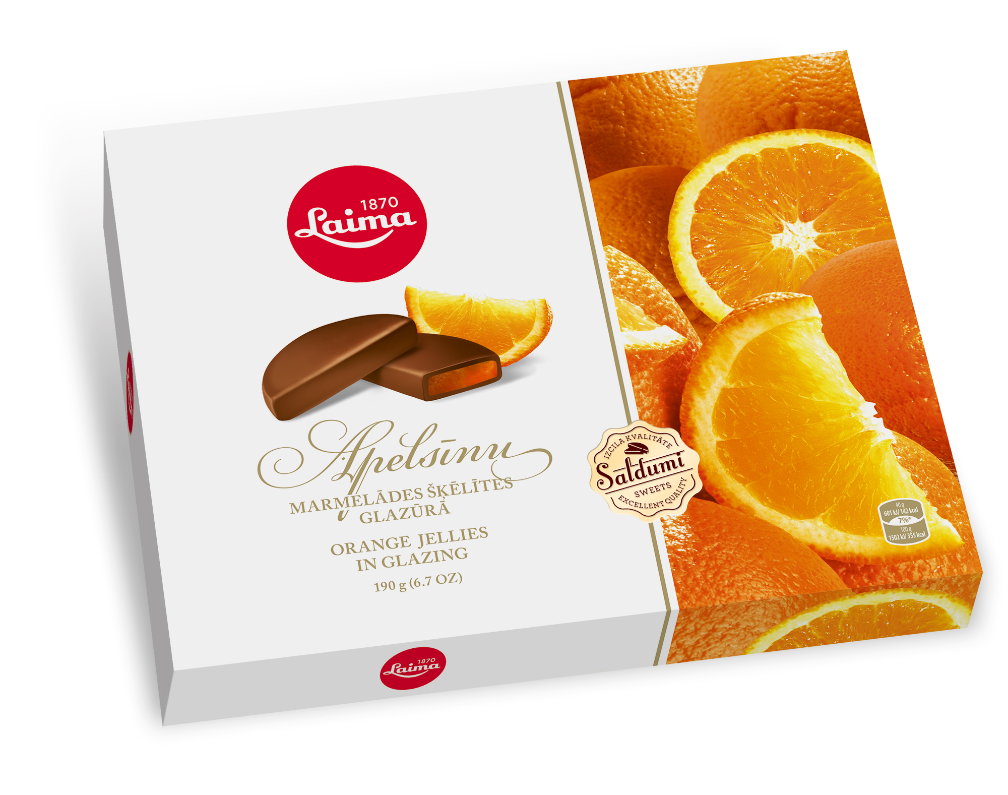 Marmelādes šķēlītes glazūrā apelsīnu 190g, Laima