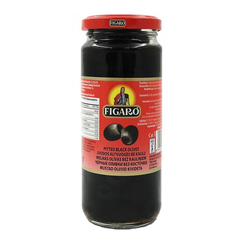 Melnās olīvas bez kauliņiem 340g (160g), Figaro