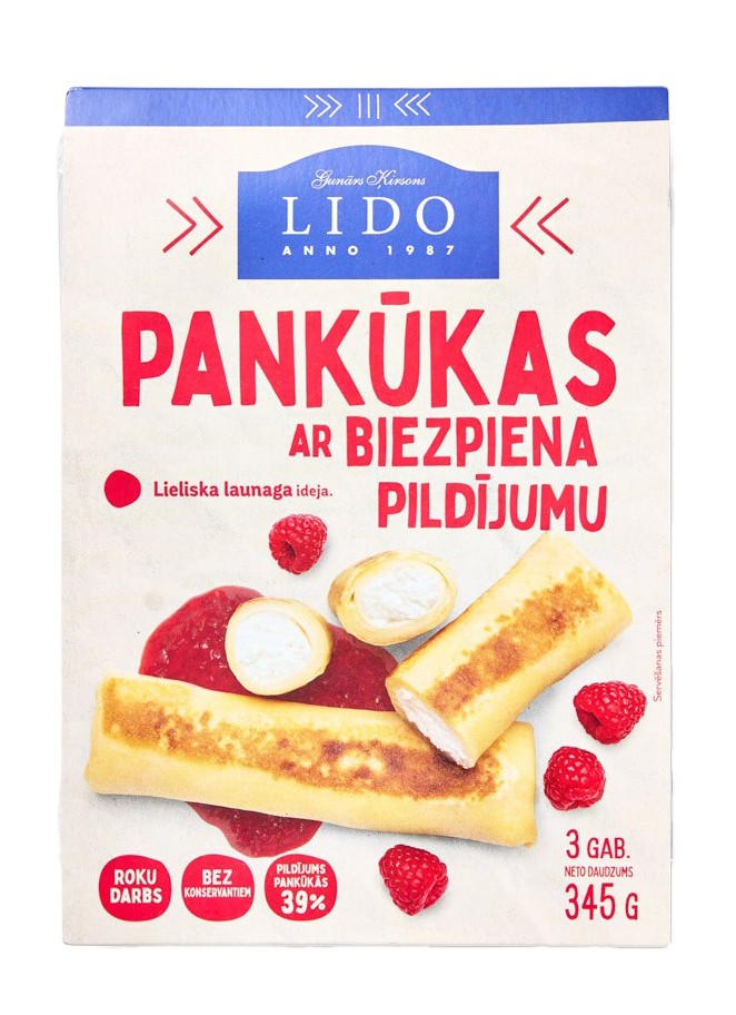 Pankūkas ar biezpiena pildījumu 3x115g, Lido