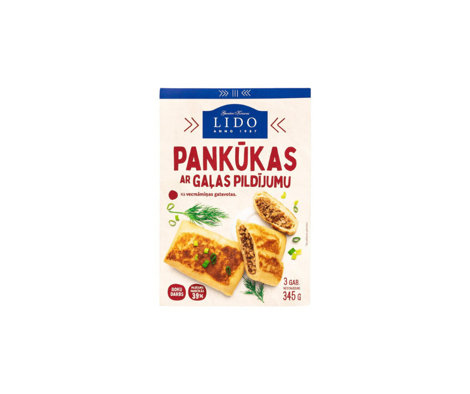 Pankūkas ar gaļas pildījumu 3x115g, Lido
