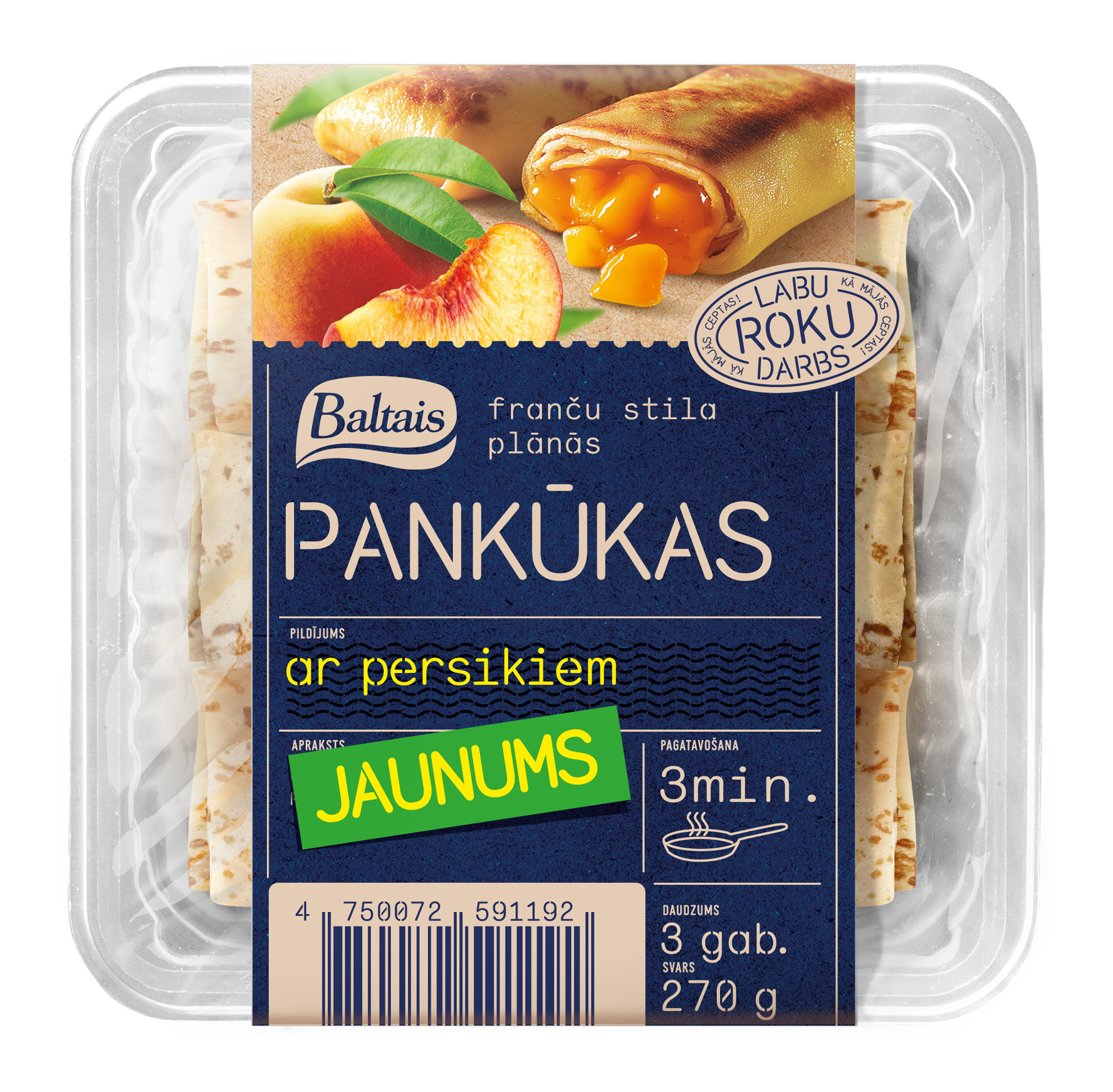 Pankūkas ar persiku pildījumu 270g, Baltais